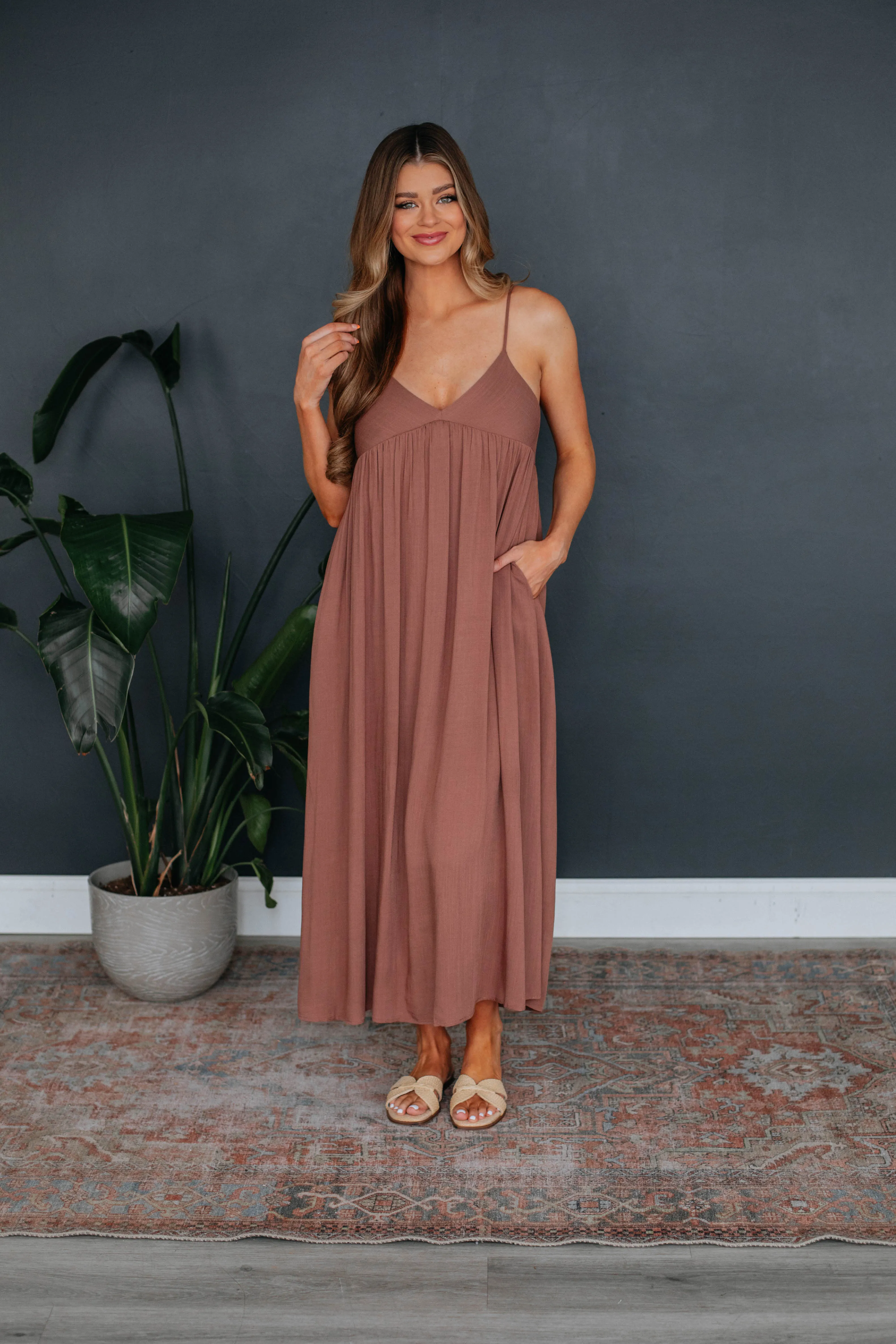 Lennon Midi Dress - Rosewood