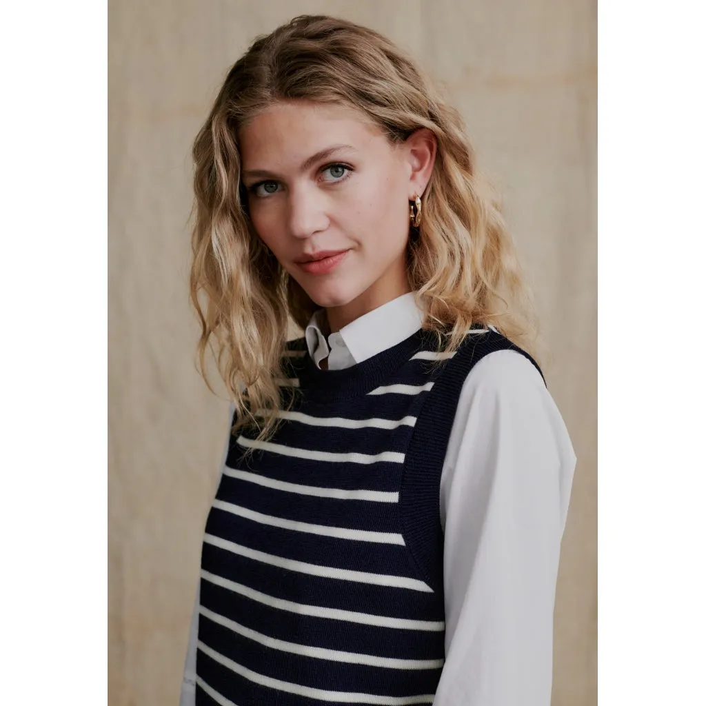 Lera Knit Vest - Dark Navy Stripe