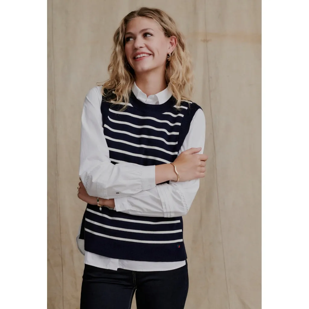 Lera Knit Vest - Dark Navy Stripe