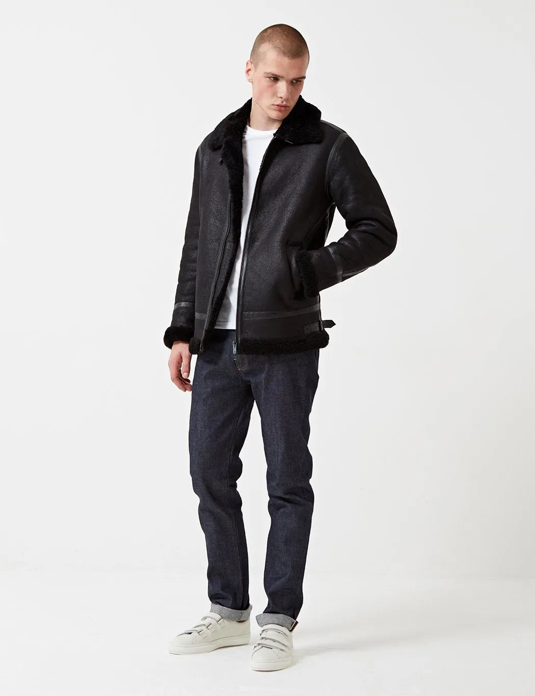 Levis Made & Crafted Shearling Bomber Jacket - Black