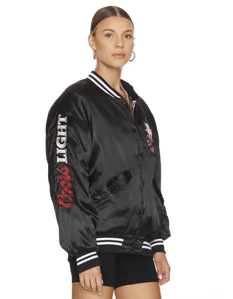 LICENSED!! "Coors Light" Official Nylon Bomber Jacket in Black Satin