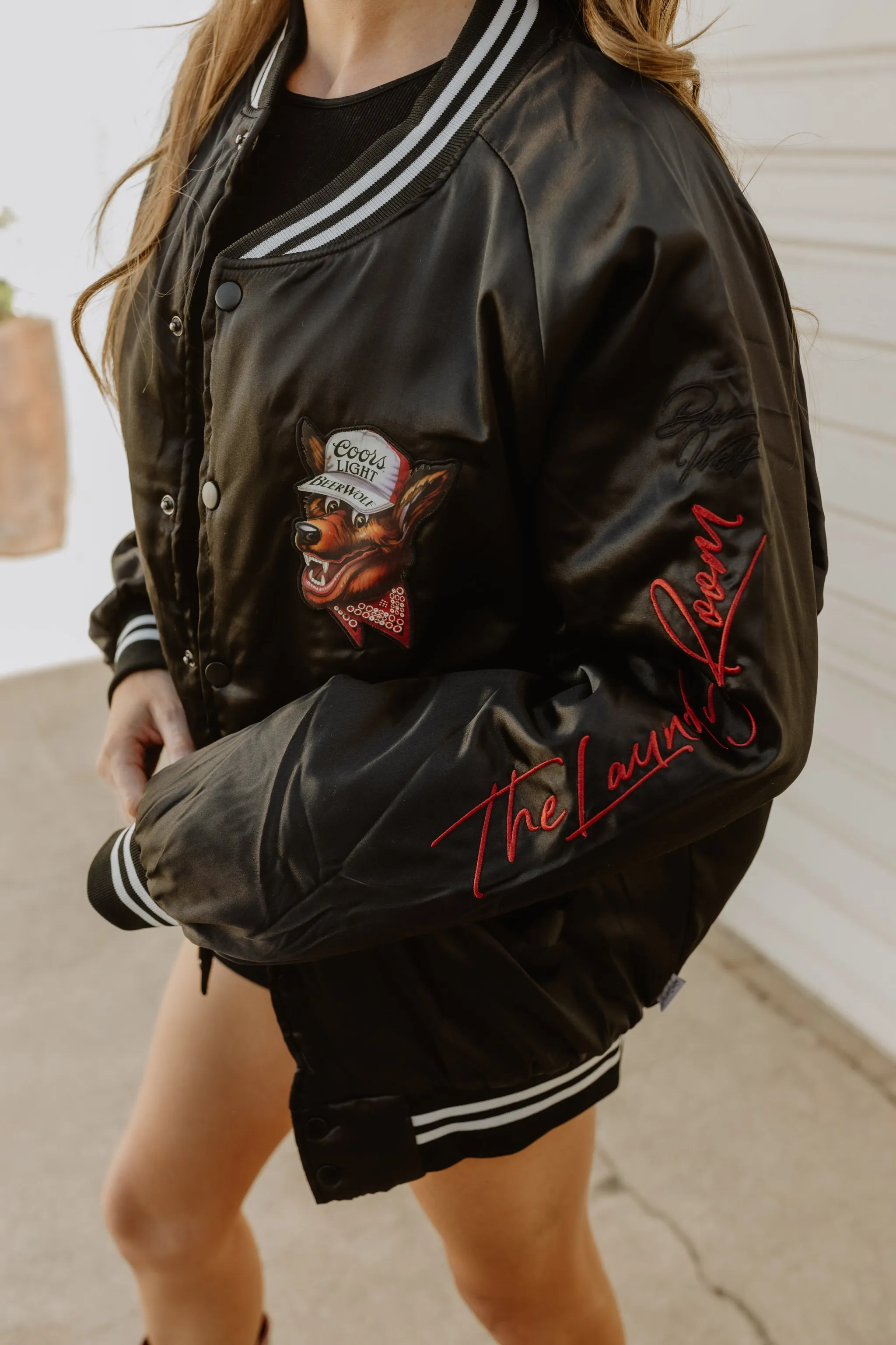 LICENSED!! "Coors Light" Official Nylon Bomber Jacket in Black Satin