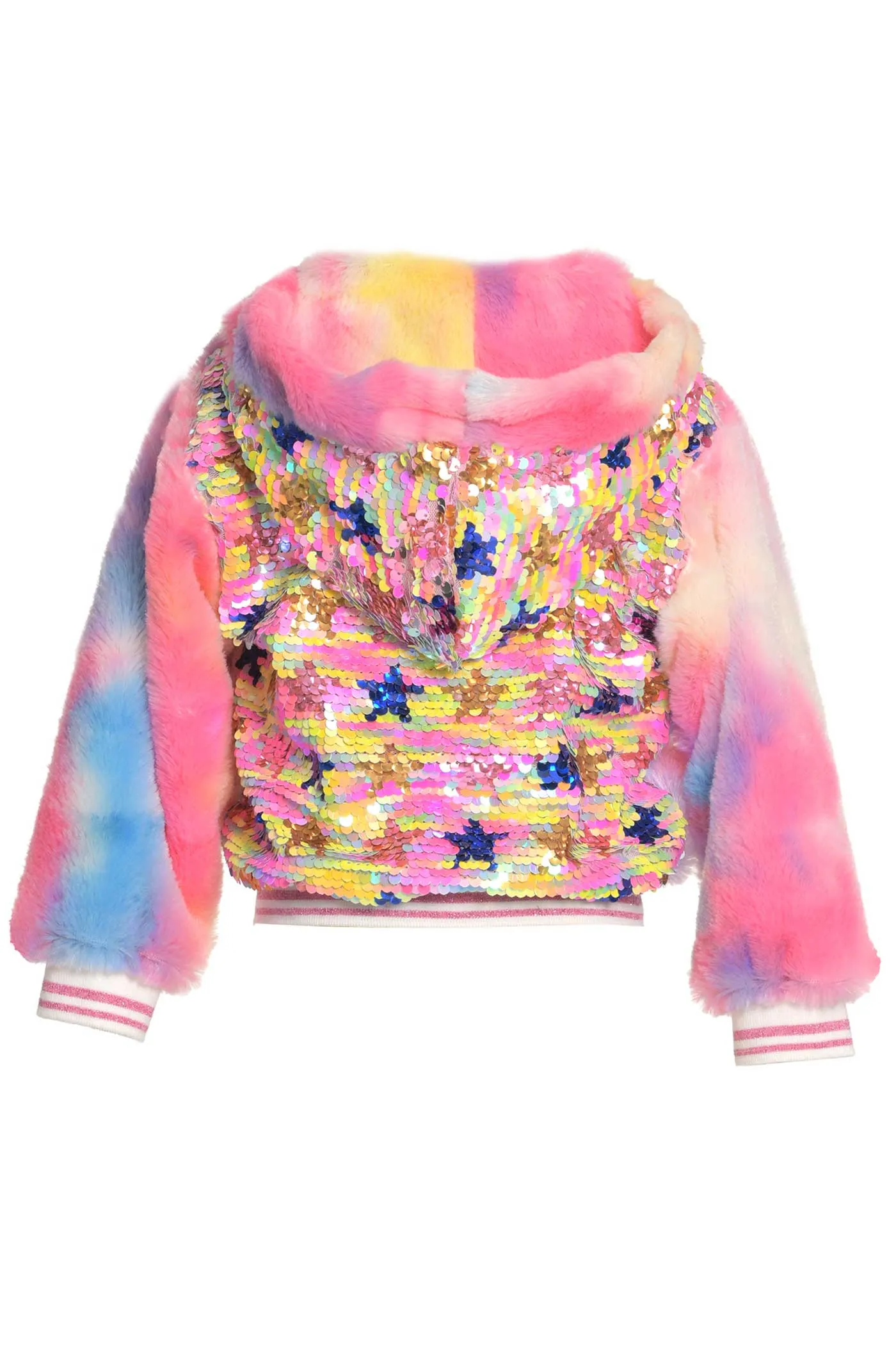 Little Girls Colorful Tie Die Faux Fur Hoodie Jacket