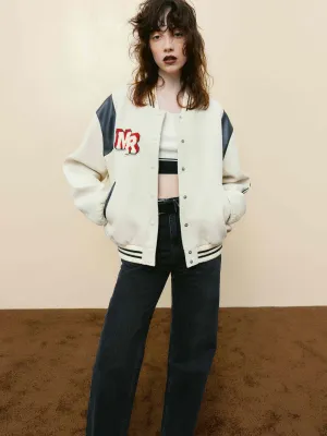 Loose Varsity Bomber Jacket