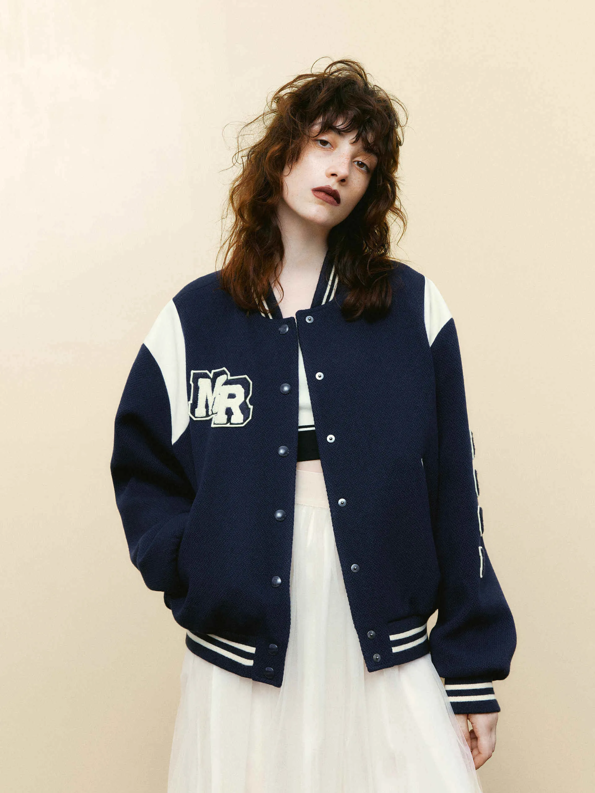 Loose Varsity Bomber Jacket