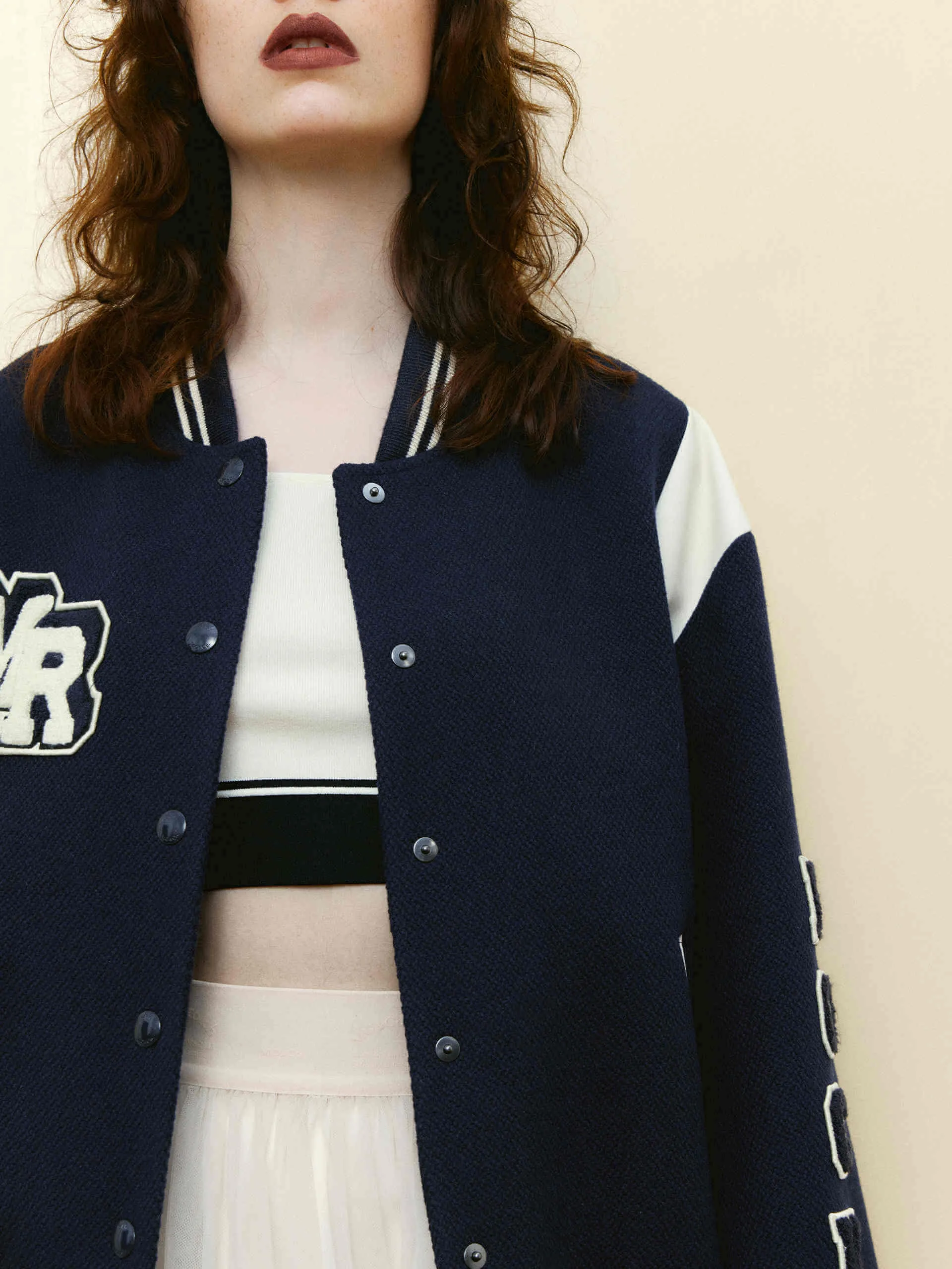 Loose Varsity Bomber Jacket