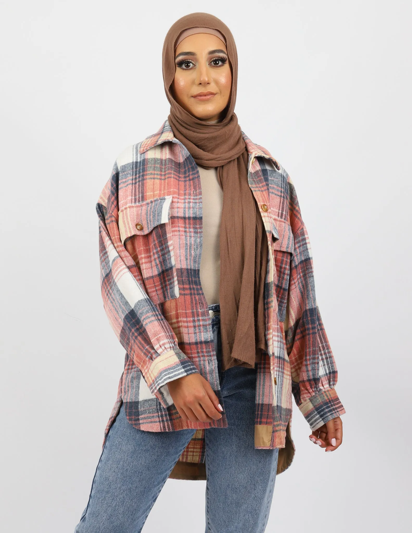 Lux Pink Checkered Fleece Shirt