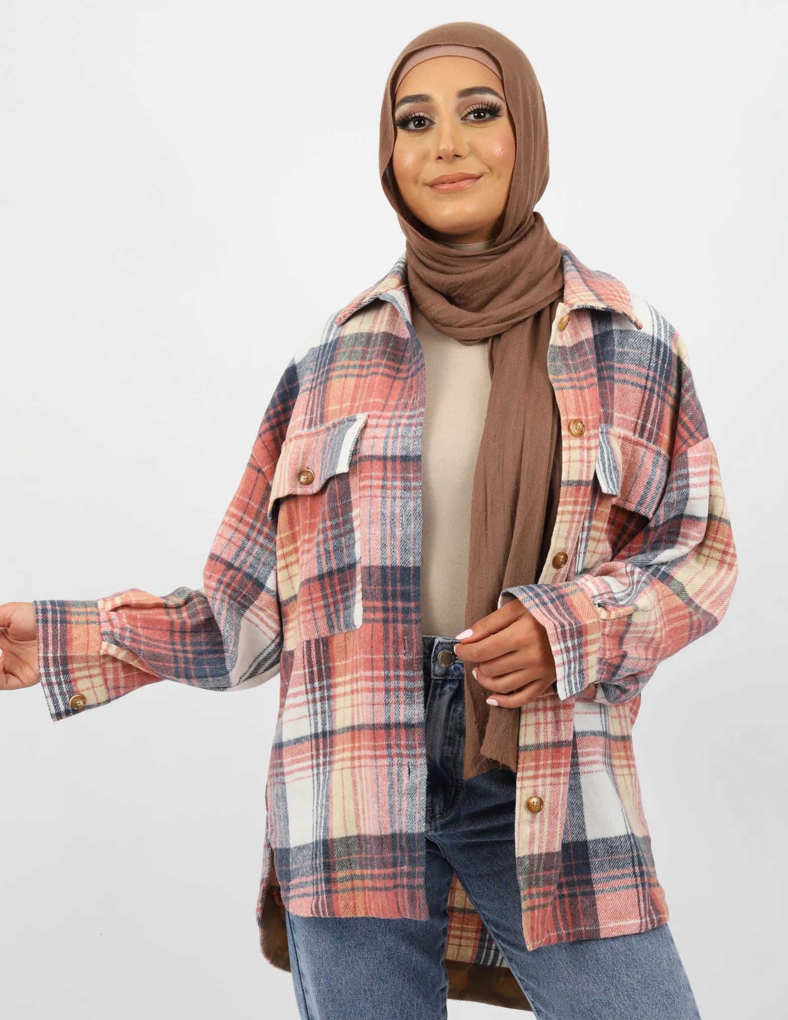 Lux Pink Checkered Fleece Shirt