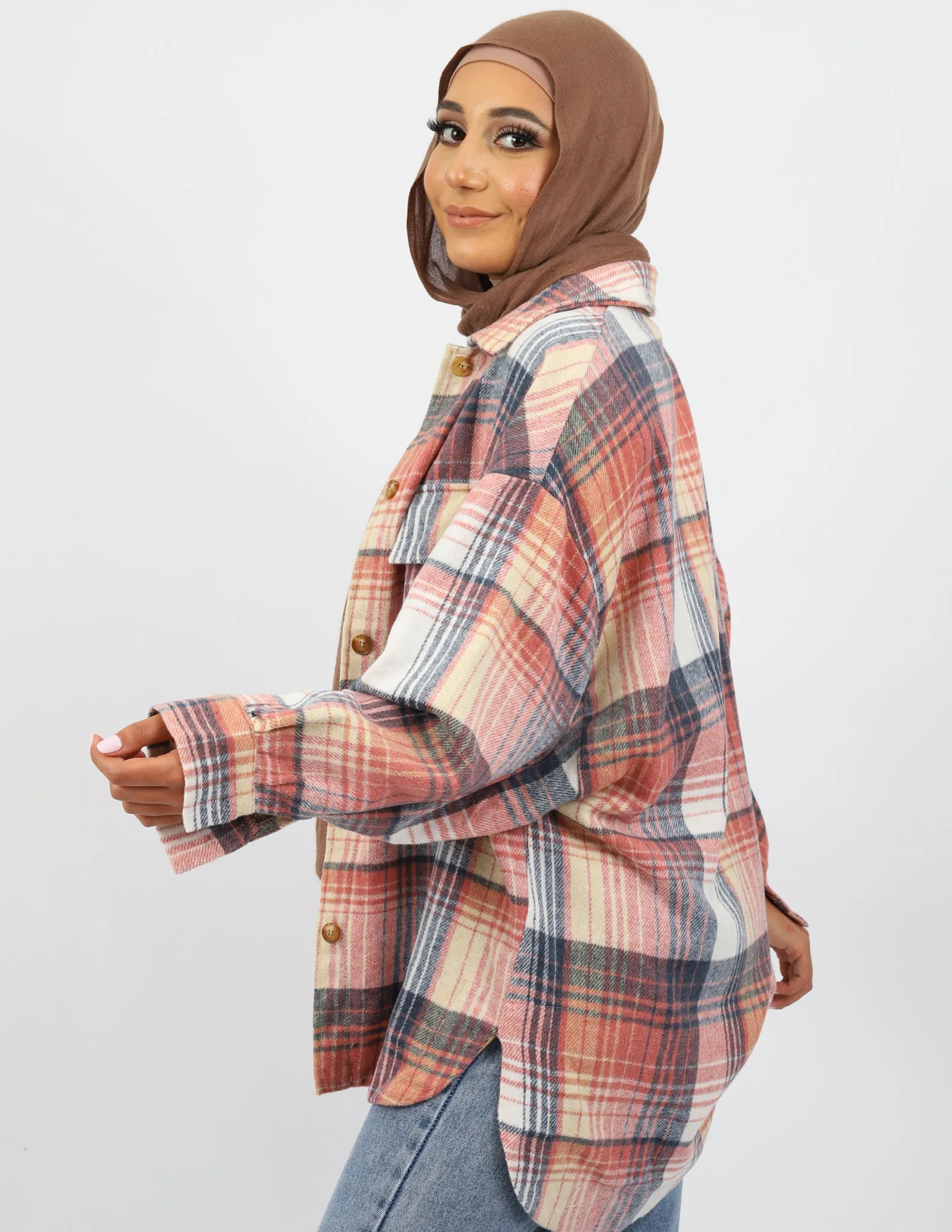 Lux Pink Checkered Fleece Shirt