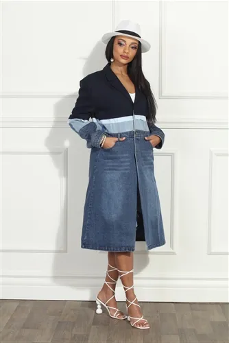 Luxe Moda LM318 Long Denim Jacket