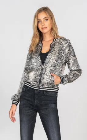 Luxe Satin Jacket - Grey Python