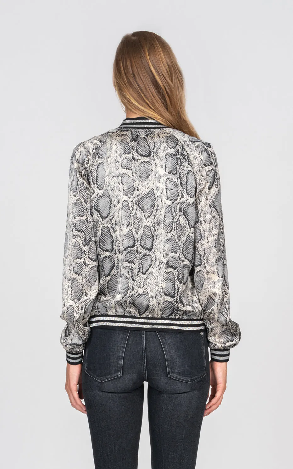 Luxe Satin Jacket - Grey Python