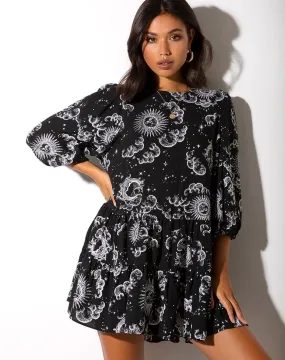 Mareta Tea Dress in Night Sky Black