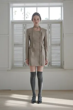 [MAUSOLEUM] FW 24 Jenn square neck coat dress - Beige