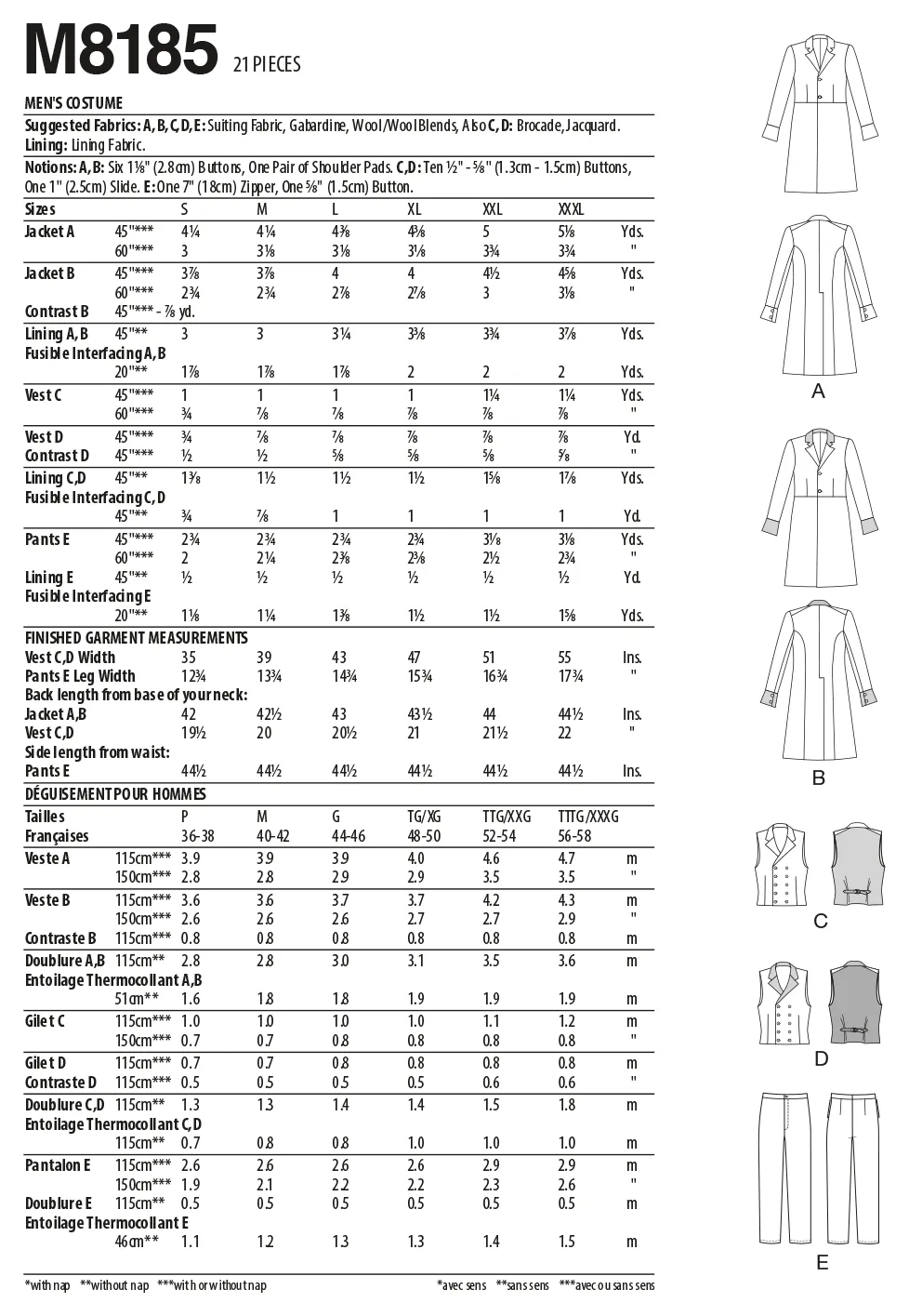 McCall's Pattern M8185 Men's Costume