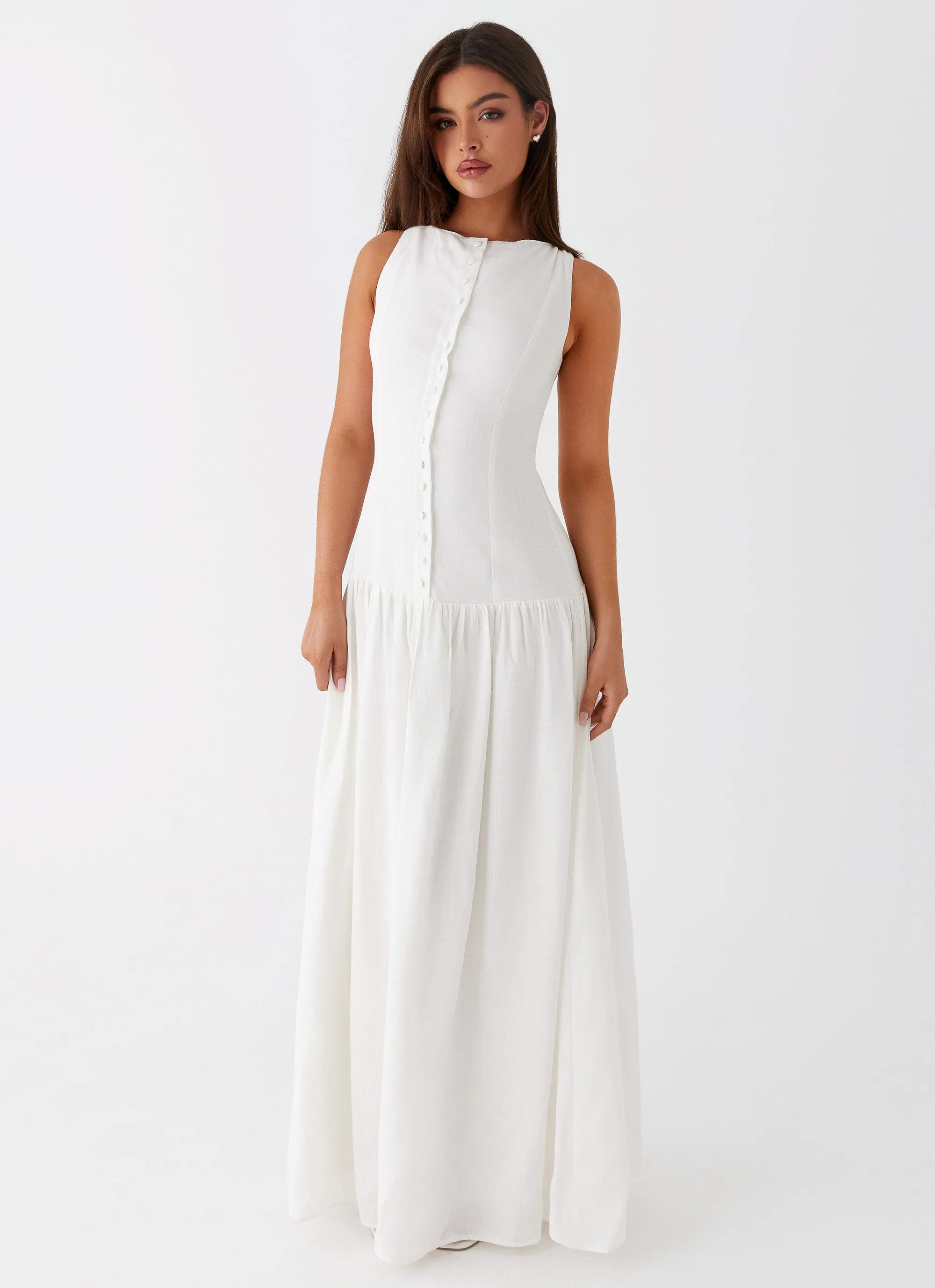 Meggie Linen Maxi Dress - White