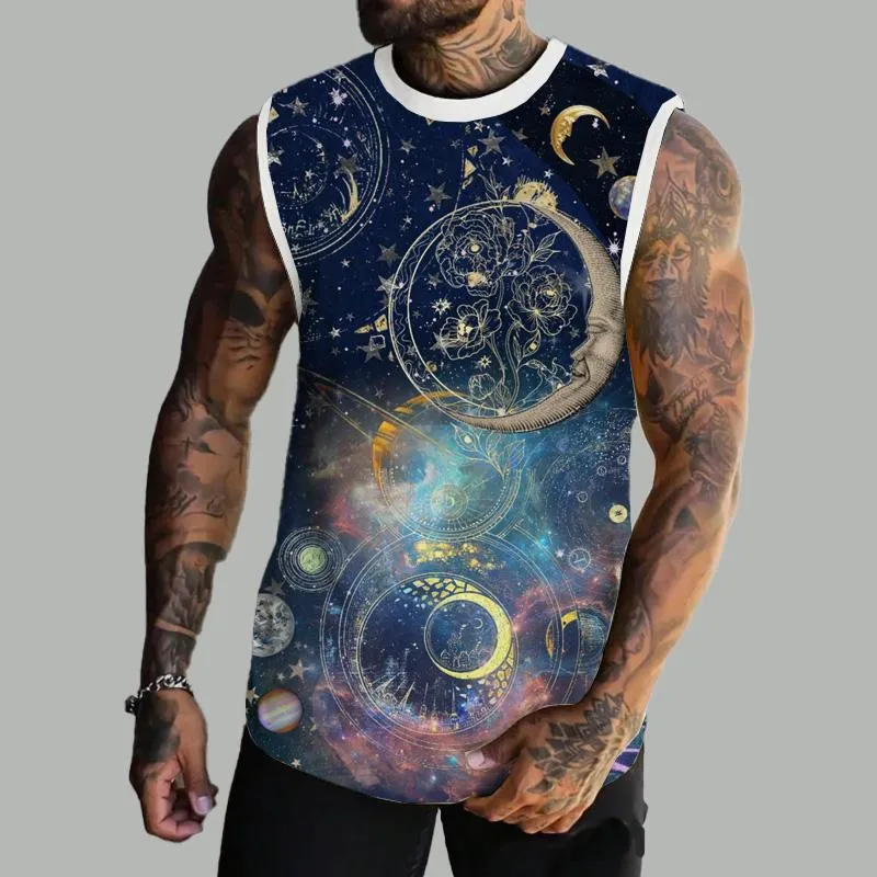 MEN'S BASIC PRINTED ROUND NECK VEST 79253216YM