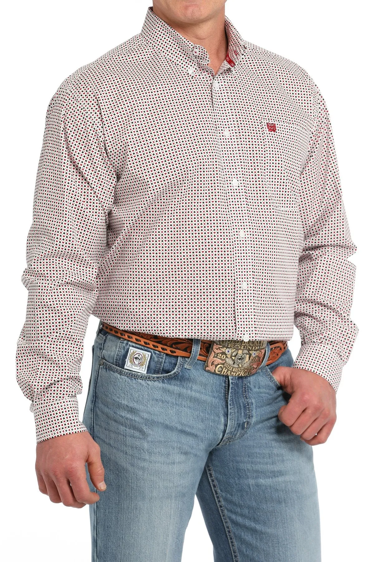 Men's Cinch Card Game Print Button-Down Western Shirt - MTW1105839