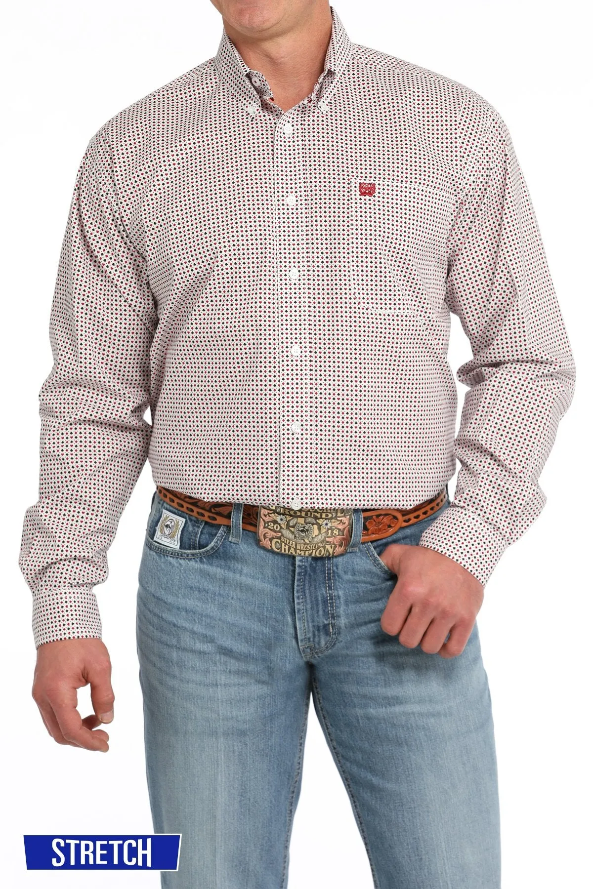 Men's Cinch Card Game Print Button-Down Western Shirt - MTW1105839