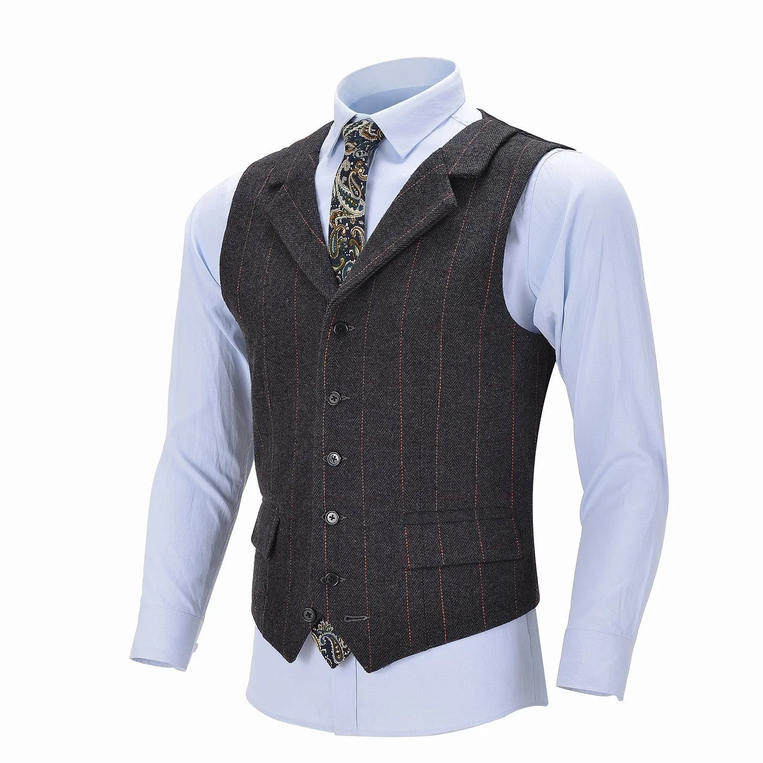 Men's Classic Fashion Notch Lapel pinstripe Waistcoat