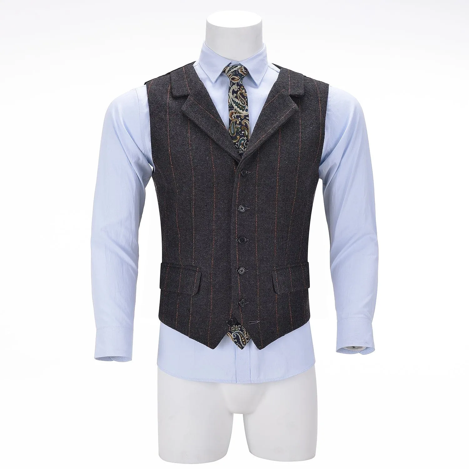 Men's Classic Fashion Notch Lapel pinstripe Waistcoat