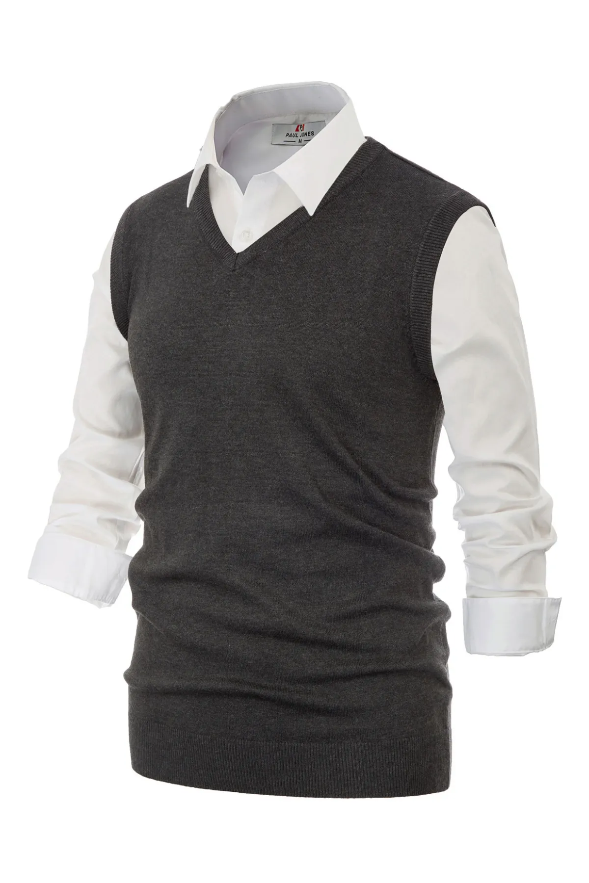 Mens V-Neck Knitted Sweater Vest Solid Plain Sleeveless Pullover Knitwear