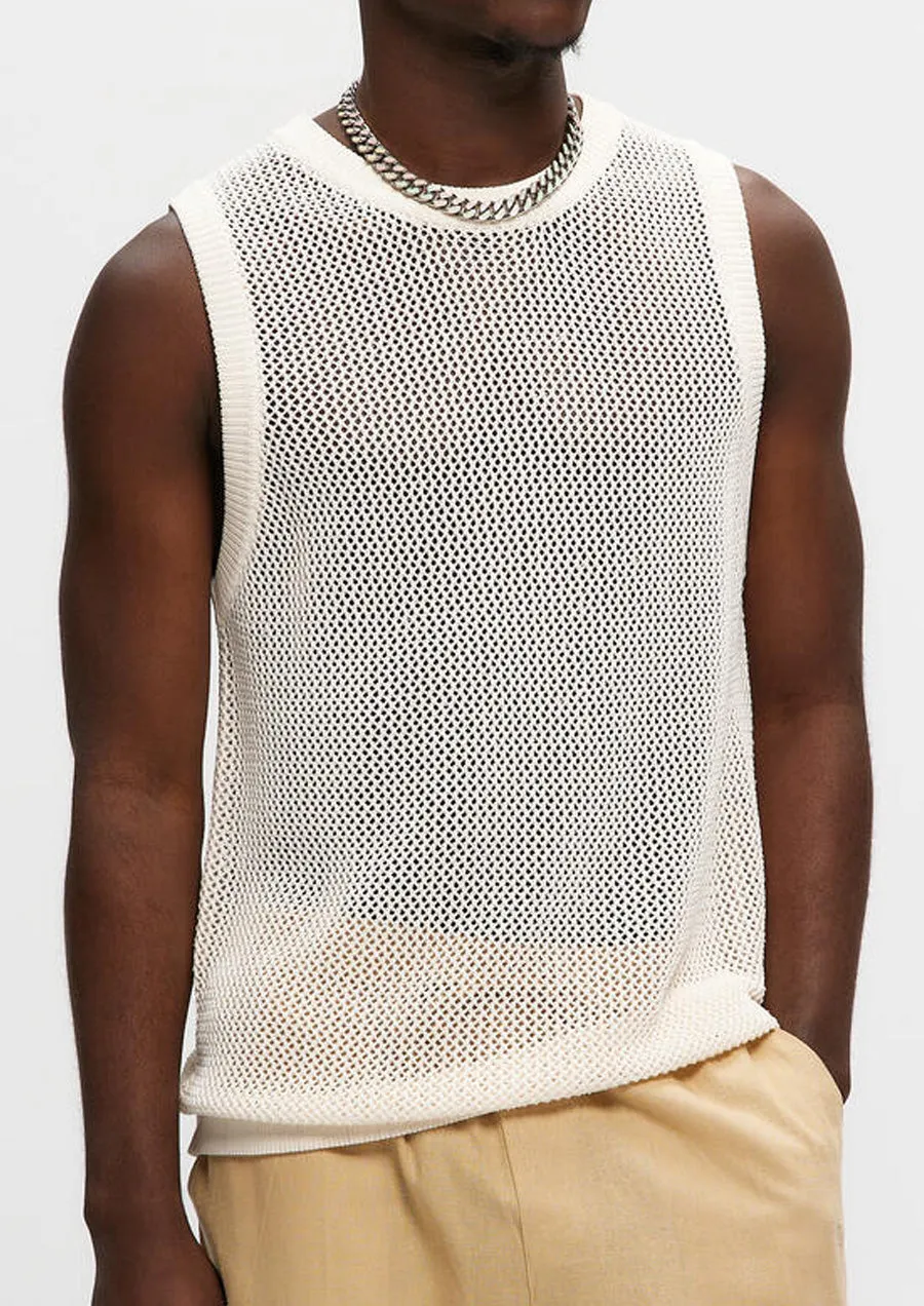 Mesh Knitted Vest (White)