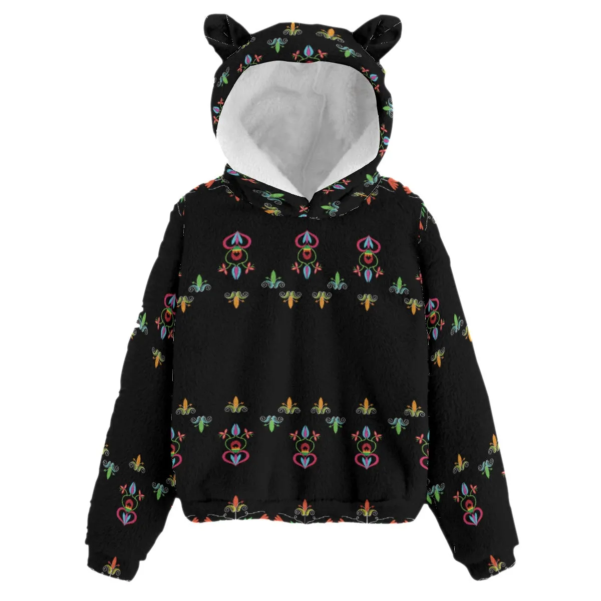 Metis Corn Mother Kid’s Borg Fleece Hoodie With Ear