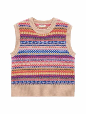 Multicoloured fairisle knit vest