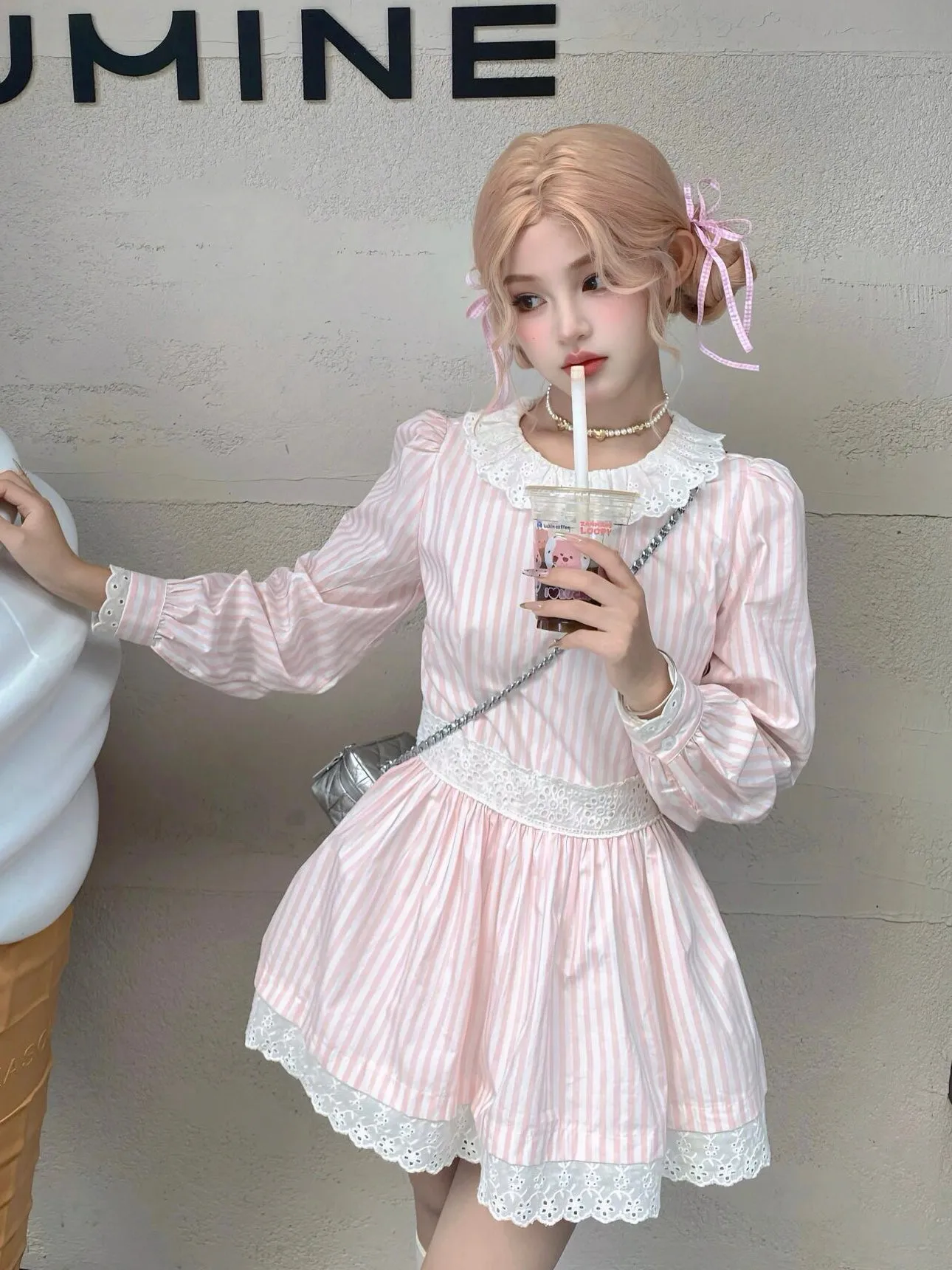 My Pink Soft Girl Autumn Mini Dress [LeonieGirl]