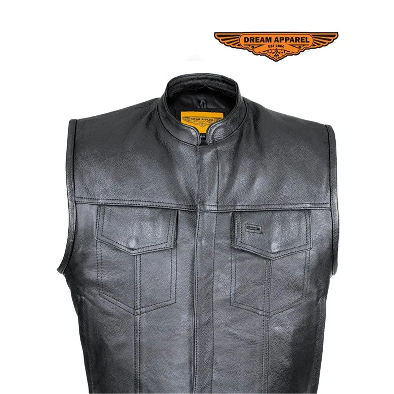 Naked Cowhide Leather Motorcycle Club Vest - Defender Vest