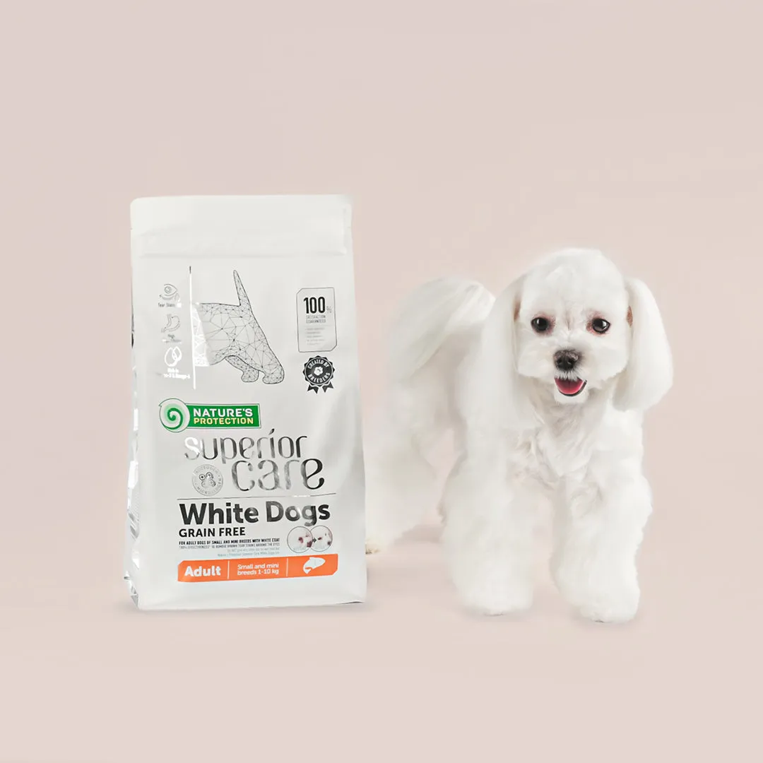 Nature's Protection Superior Care White Dogs Grain-Free Dry Dog Food For Adult Small and Mini Breeds Light Coated Dogs, Salmon