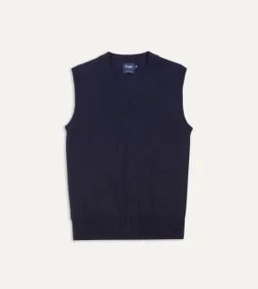 Navy Merino Wool Knitted Vest