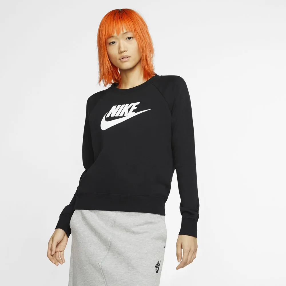 Nike Apparel  Bv4112-010 W Nsw Essntl Crew Flc Hbr fw19 LIFESTYLE WOMEN Black