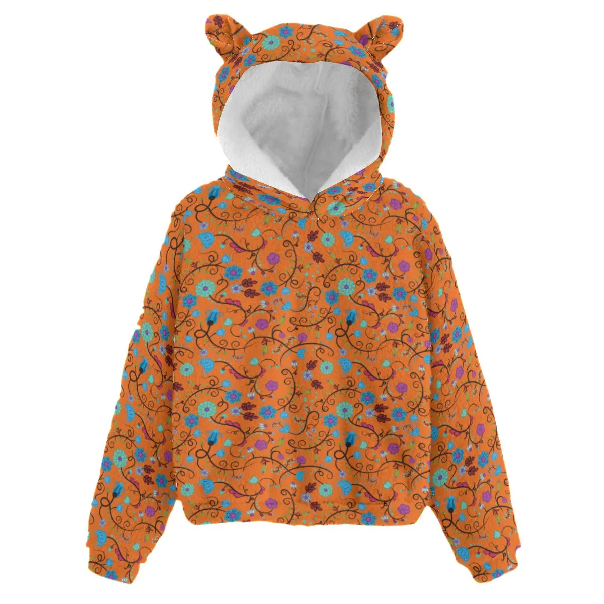 Nipin Blossom Carrot Kid’s Borg Fleece Hoodie With Ear