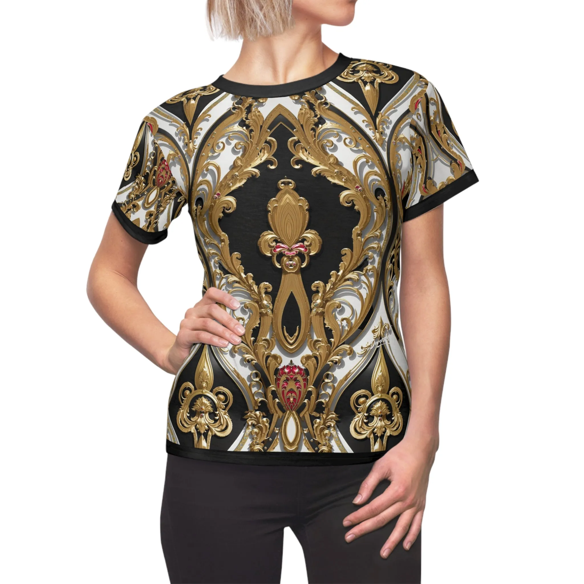 Ogee Baroque T-Shirt Unisex All Over Print Tee Golden Damask Unisex T-Shirt | D20223