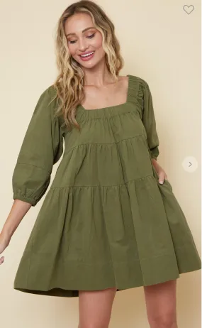 OLIVE BABYDOLL DRESS