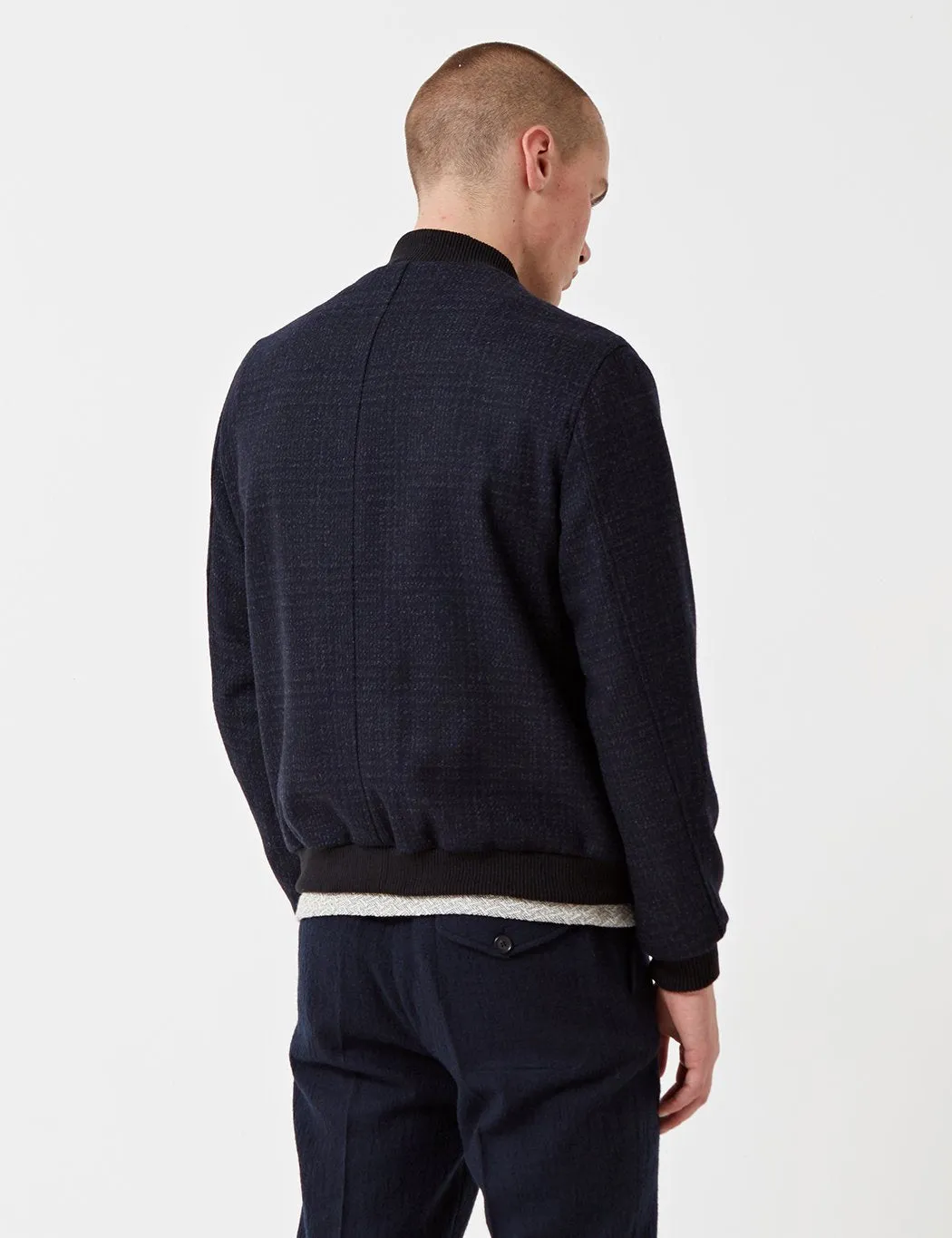 Oliver Spencer Bermondsey Bomber Jacket - Haydon Midnight Blue