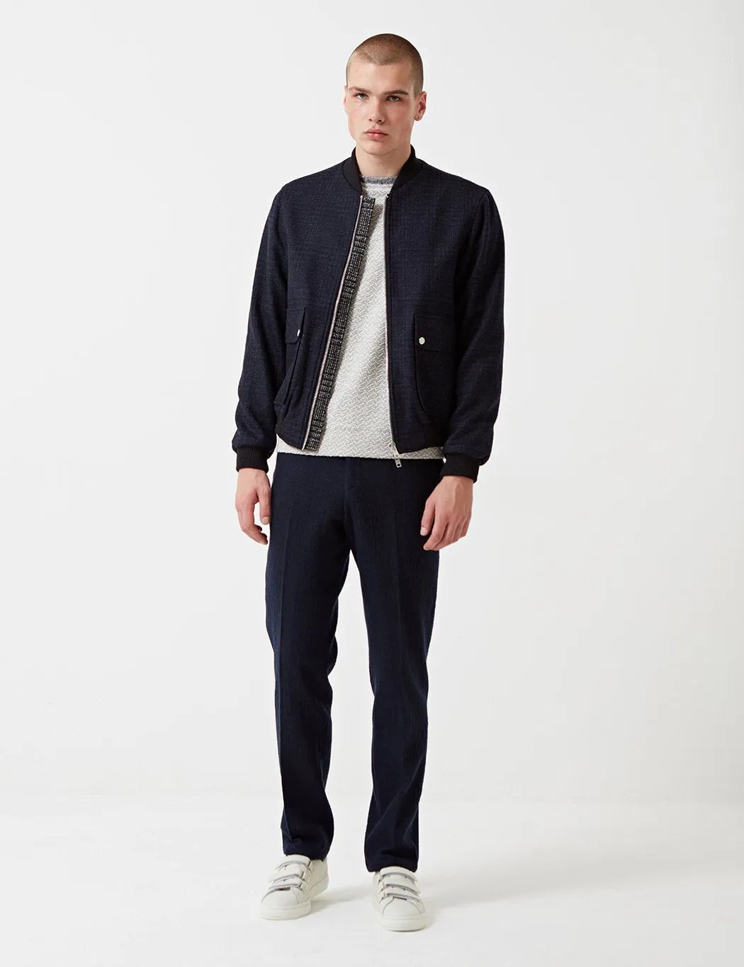 Oliver Spencer Bermondsey Bomber Jacket - Haydon Midnight Blue