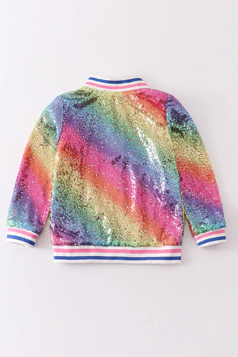 Ombre sequin bomber jacket