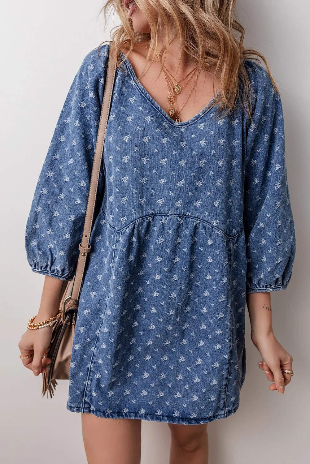 Open Back Loose Fit Denim Dress