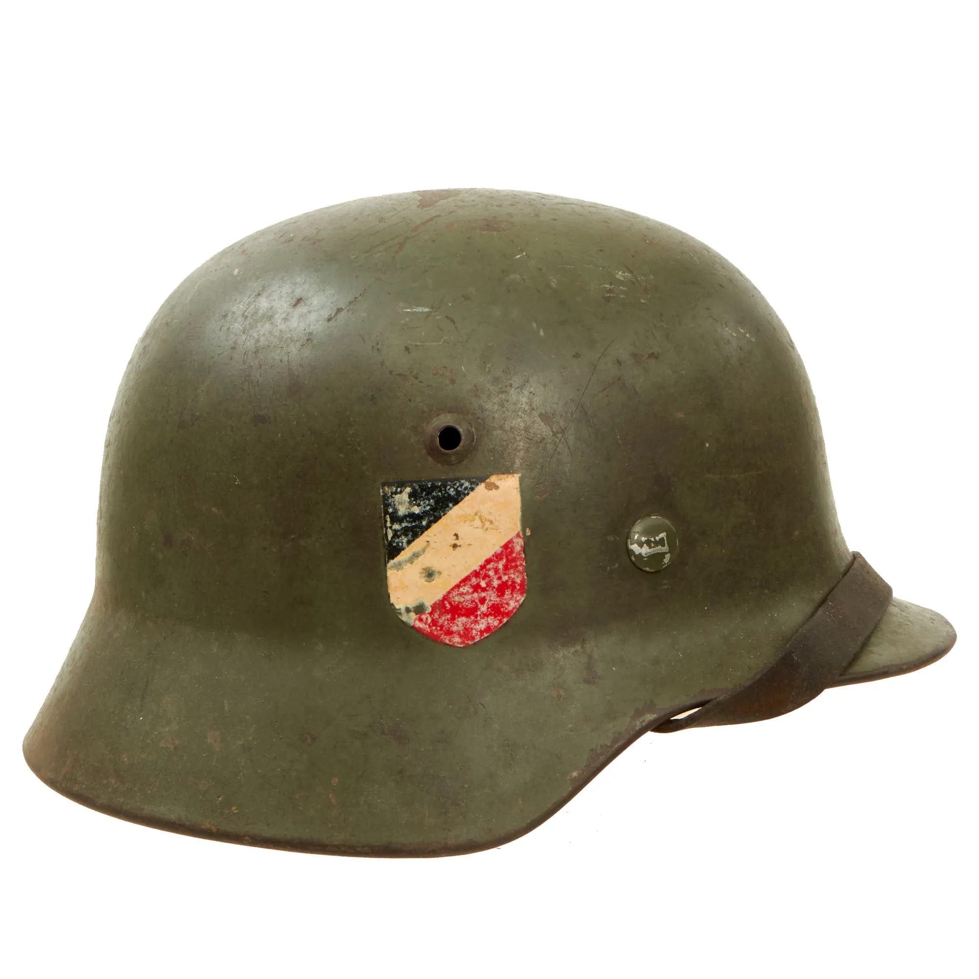 Original German WWII Extra Small Heer M35 Double Decal Helmet with 1937 Dated 53cm Liner & Chinstrap - Stamped ET60