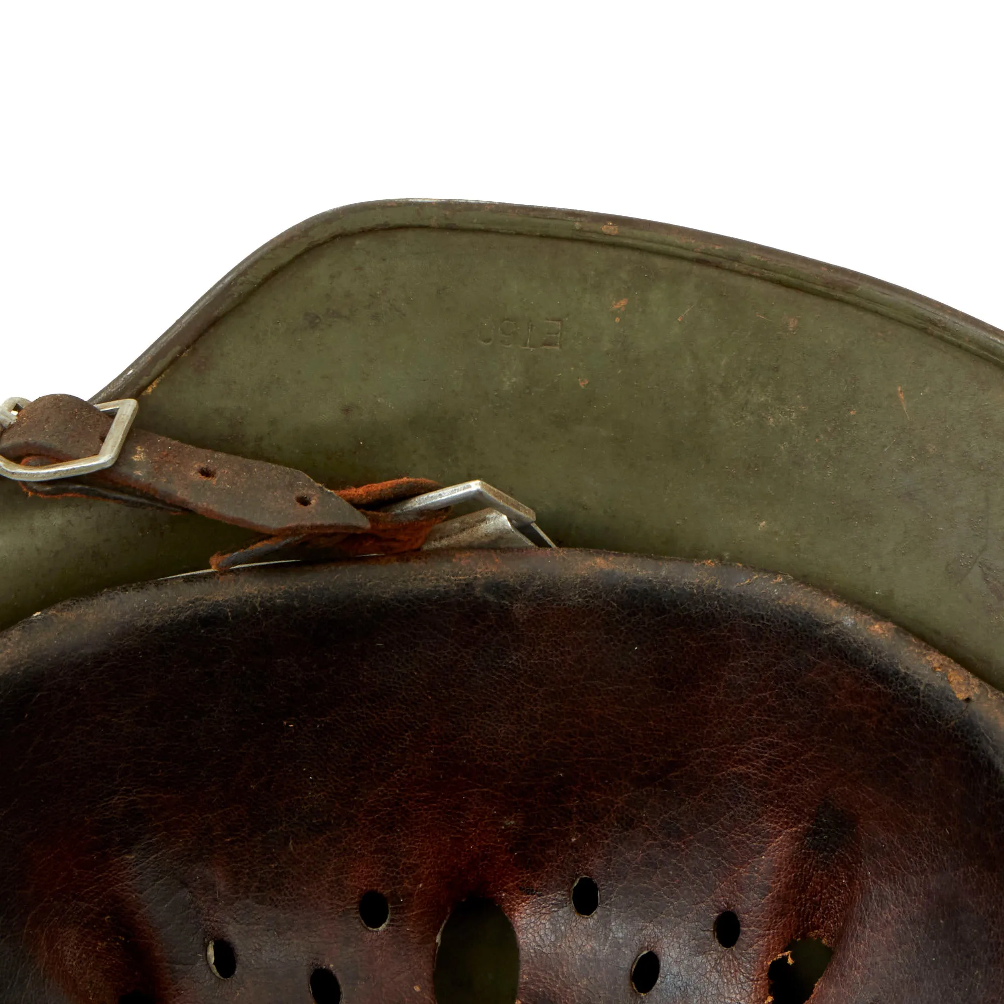 Original German WWII Extra Small Heer M35 Double Decal Helmet with 1937 Dated 53cm Liner & Chinstrap - Stamped ET60