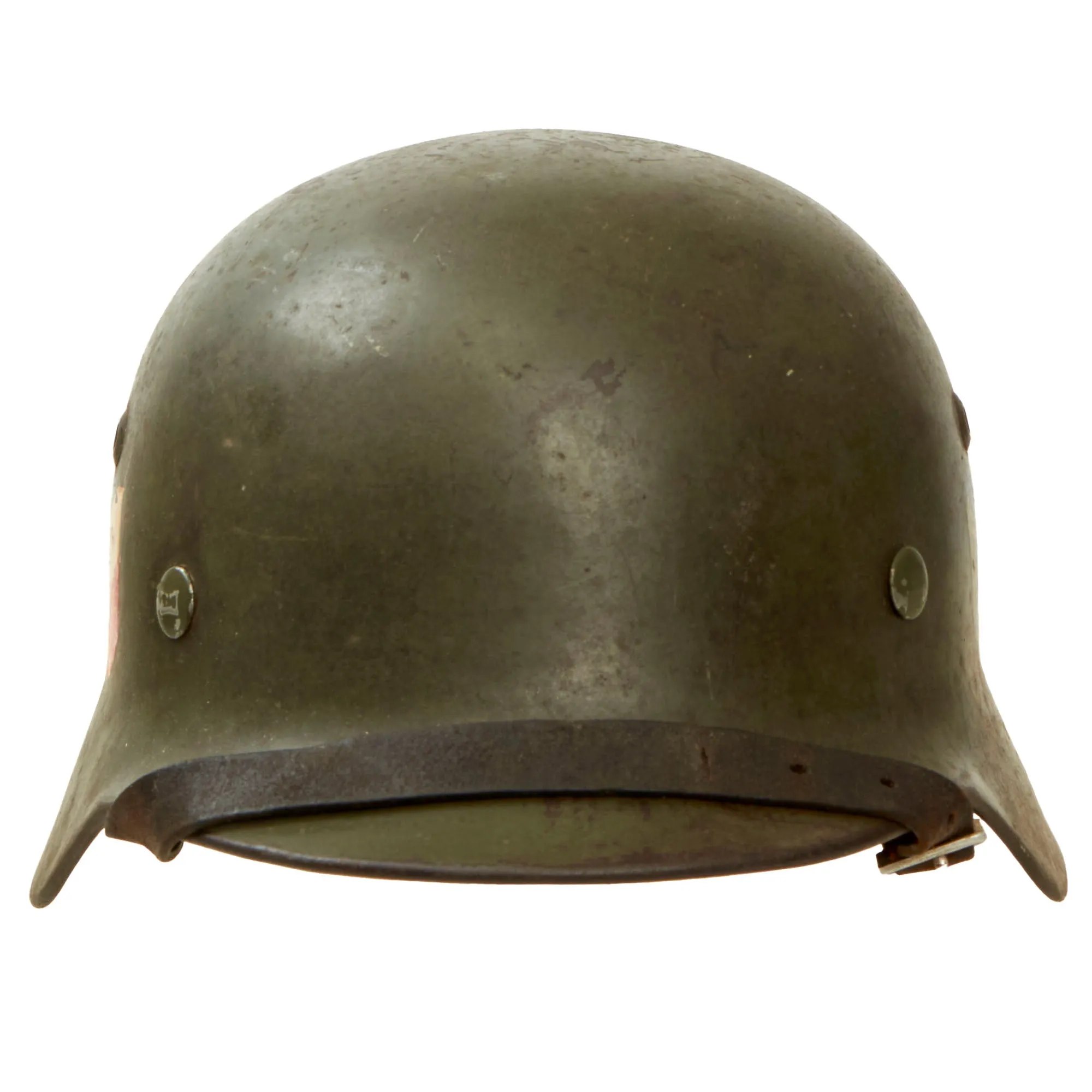 Original German WWII Extra Small Heer M35 Double Decal Helmet with 1937 Dated 53cm Liner & Chinstrap - Stamped ET60