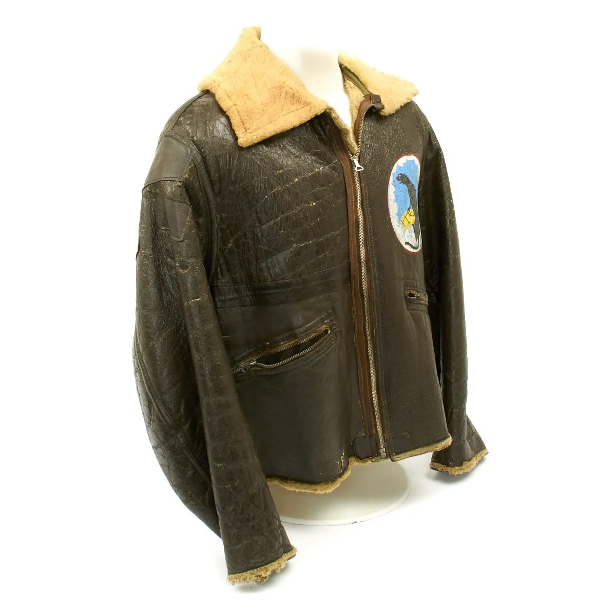 Original U.S. WWII B-17 Idiots Delight Painted Type D-1 Sheepskin Jacket