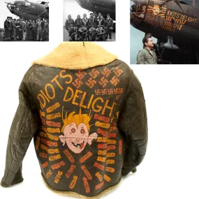 Original U.S. WWII B-17 Idiots Delight Painted Type D-1 Sheepskin Jacket