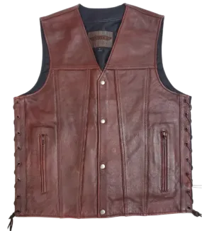 Oxblood Side Lace Leather Vest