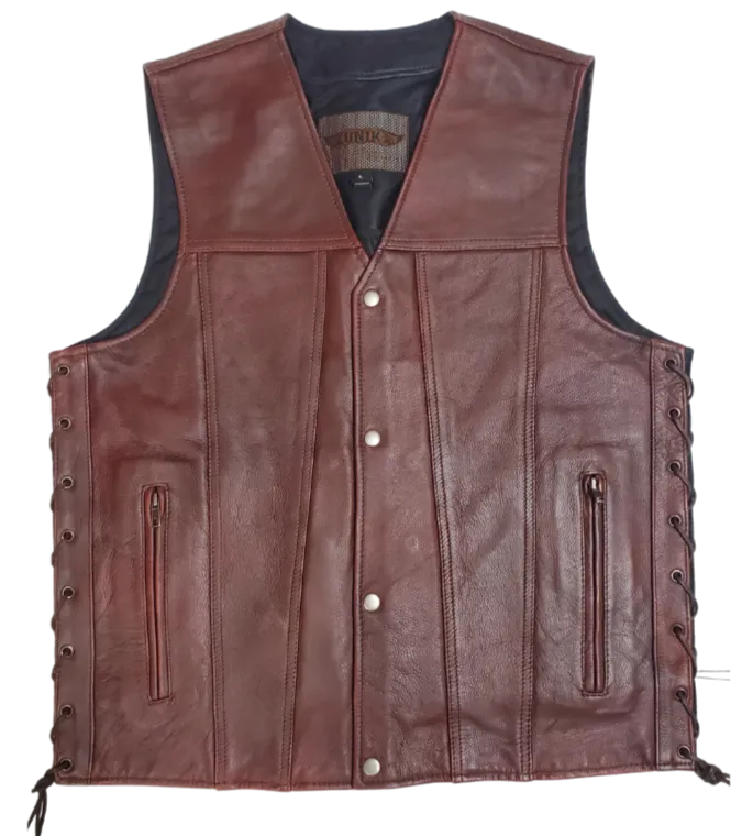 Oxblood Side Lace Leather Vest