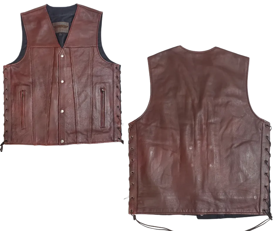 Oxblood Side Lace Leather Vest