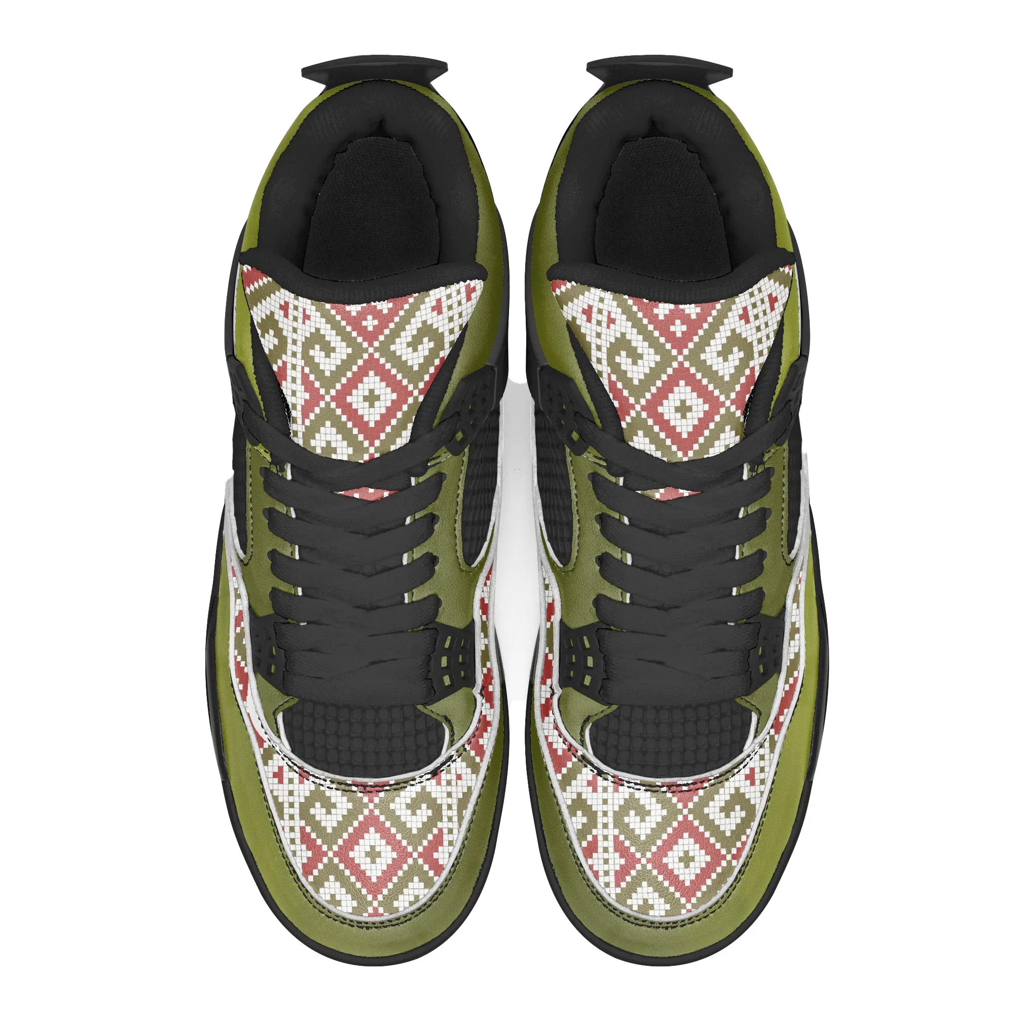 Palestine Embroidery Basketball Sneakers -Olive